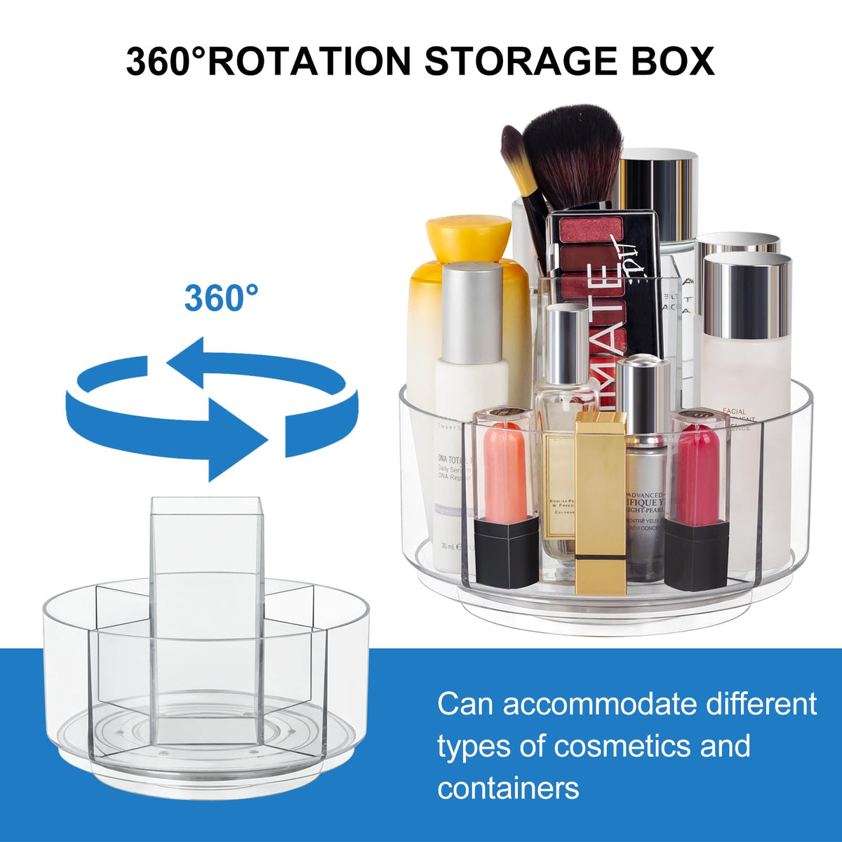 Dezzer clear turntable shows cosmetics clearly for quick selection