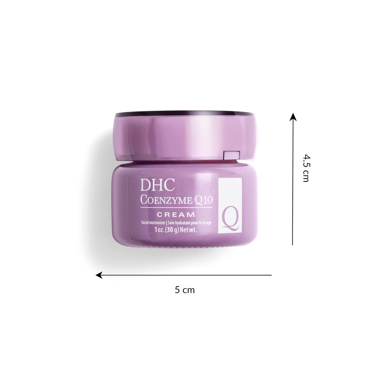 DHC Coenzyme Q10 Cream jar front, premium nourishment in daily use.