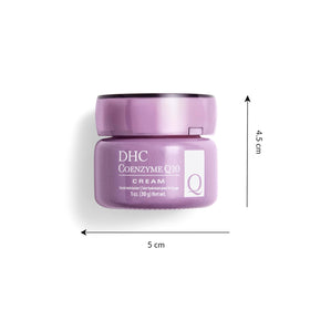 DHC Coenzyme Q10 Cream jar front, premium nourishment in daily use.