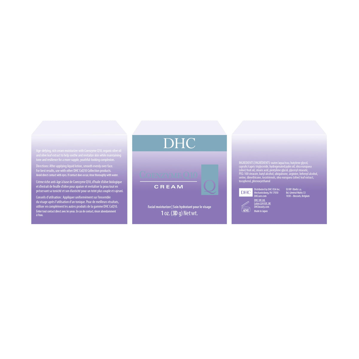 DHC Coenzyme Q10 Cream with olive oil, soothing skin support.