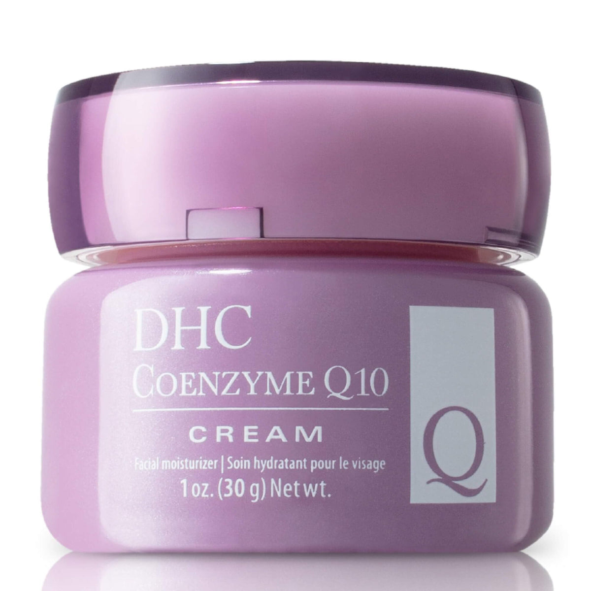 DHC Coenzyme Q10 Cream tube closeup, fragrance-free hydration for dry skin.
