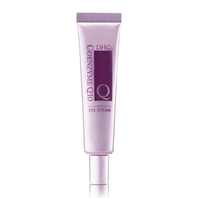 DHC CoQ10 Eye Cream tube closeup showing smooth, antioxidant-rich formula.