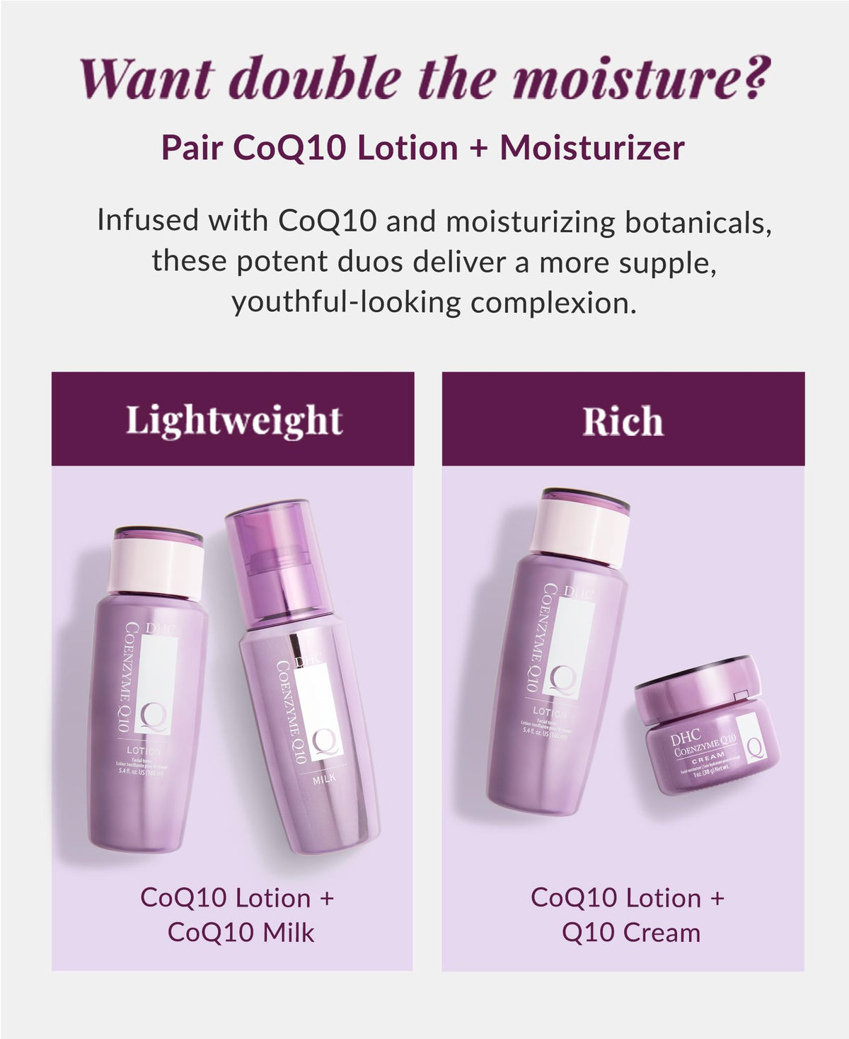DHC CoQ10 Lotion being applied with a smooth skin glide.