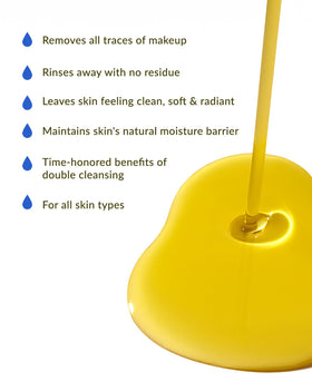 DHC Deep Cleansing Oil makeup-removal closeup demonstrates dissolving mascara