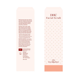 DHC Facial Scrub apricot grain close-up; finely milled granules slough dull skin.