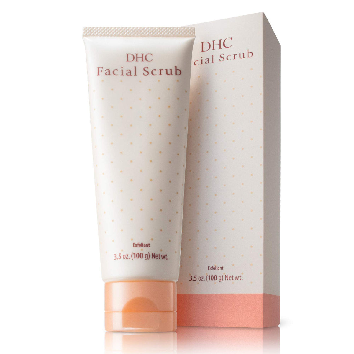 DHC Facial Scrub creamy texture on skin, delivering gentle exfoliation.