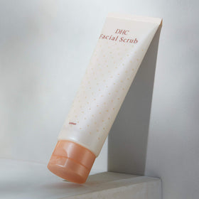 DHC Facial Scrub fragrance-free formula; suitable for all skin types.