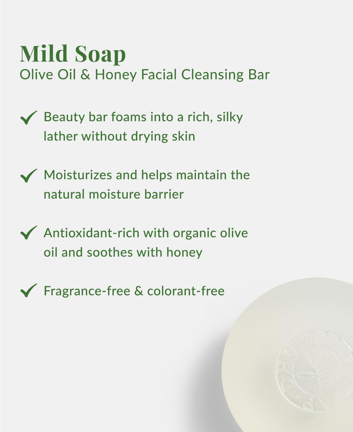DHC Mild Soap bar close-up as creamy lather forms during cleansing.