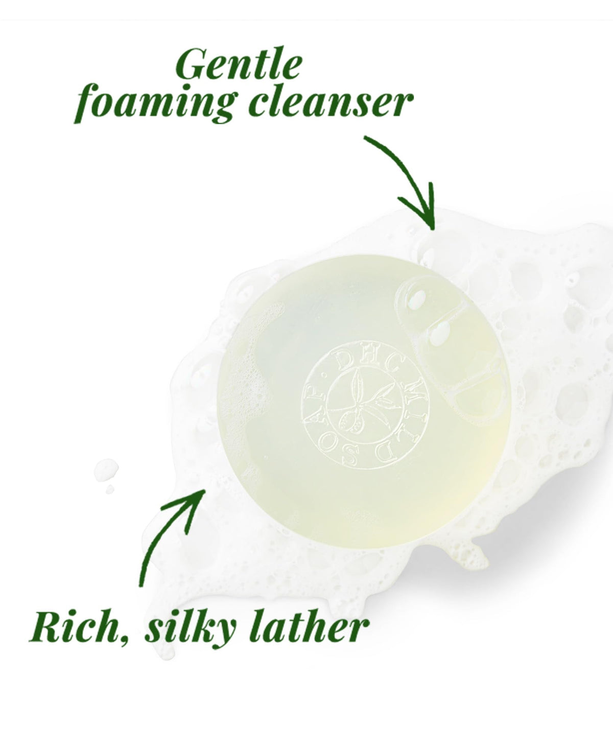 DHC Mild Soap trio highlighting honey and olive oil for a moisturizing cleansing experience.