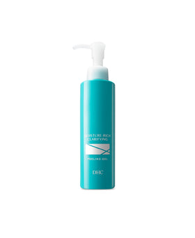 DHC Moisture-Rich Clarifying Peeling Gel texture close-up for gentle daily exfoliation.