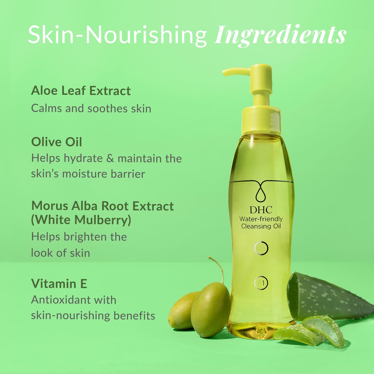 DHC Oil base emulsifies with water for simple rinsing