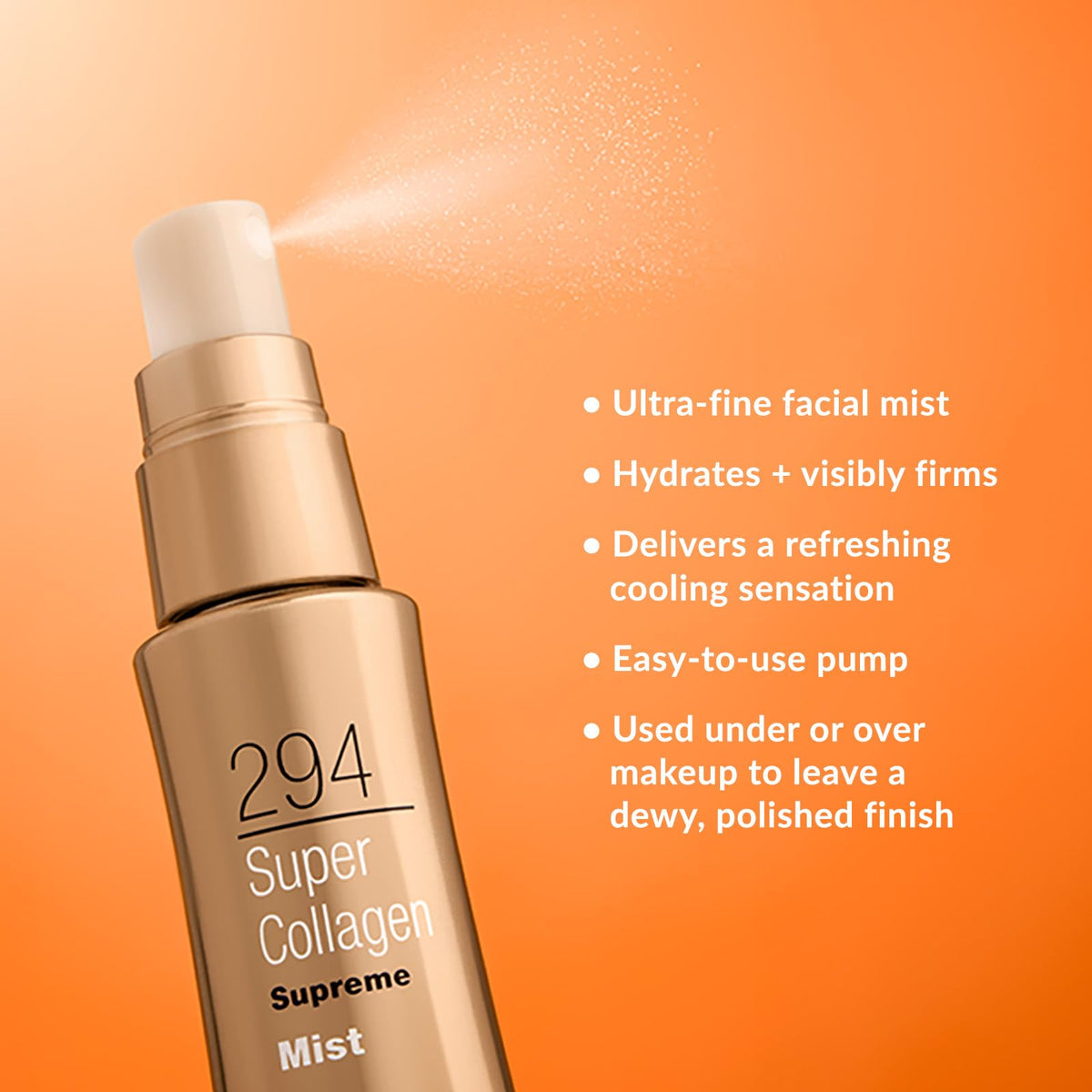 DHC Super Collagen Supreme Mist in-use fine mist on skin
