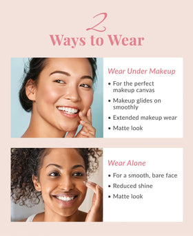 DHC Velvet Skin Coat applied to pores for a matte look