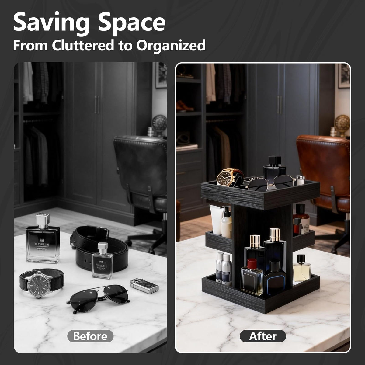 DHLANROY solid wood construction offers durable, timeless storage for grooming items.