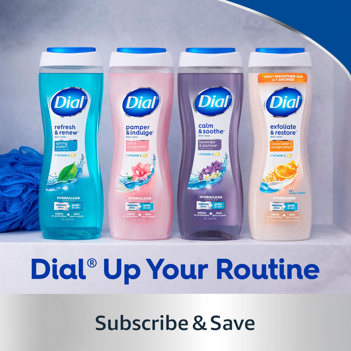 Dial Body Wash lavender jasmine visual inviting spa-like home ritual.