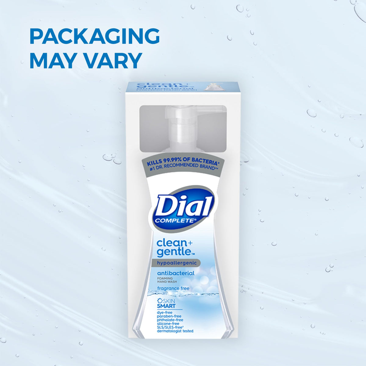 Dial Complete Clean + Gentle foaming hand wash eight-bottle case for bulk households.