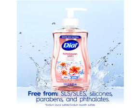 Pack of six Dial Himalayan Pink Salt & Water Lily bottles on countertop.
