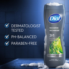 Dial Men 3 in 1 Recharge three-in-one usage shot communicates simplicity