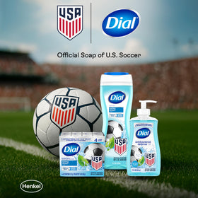 Dial Men paraben-free formula label signals skin-friendly care.