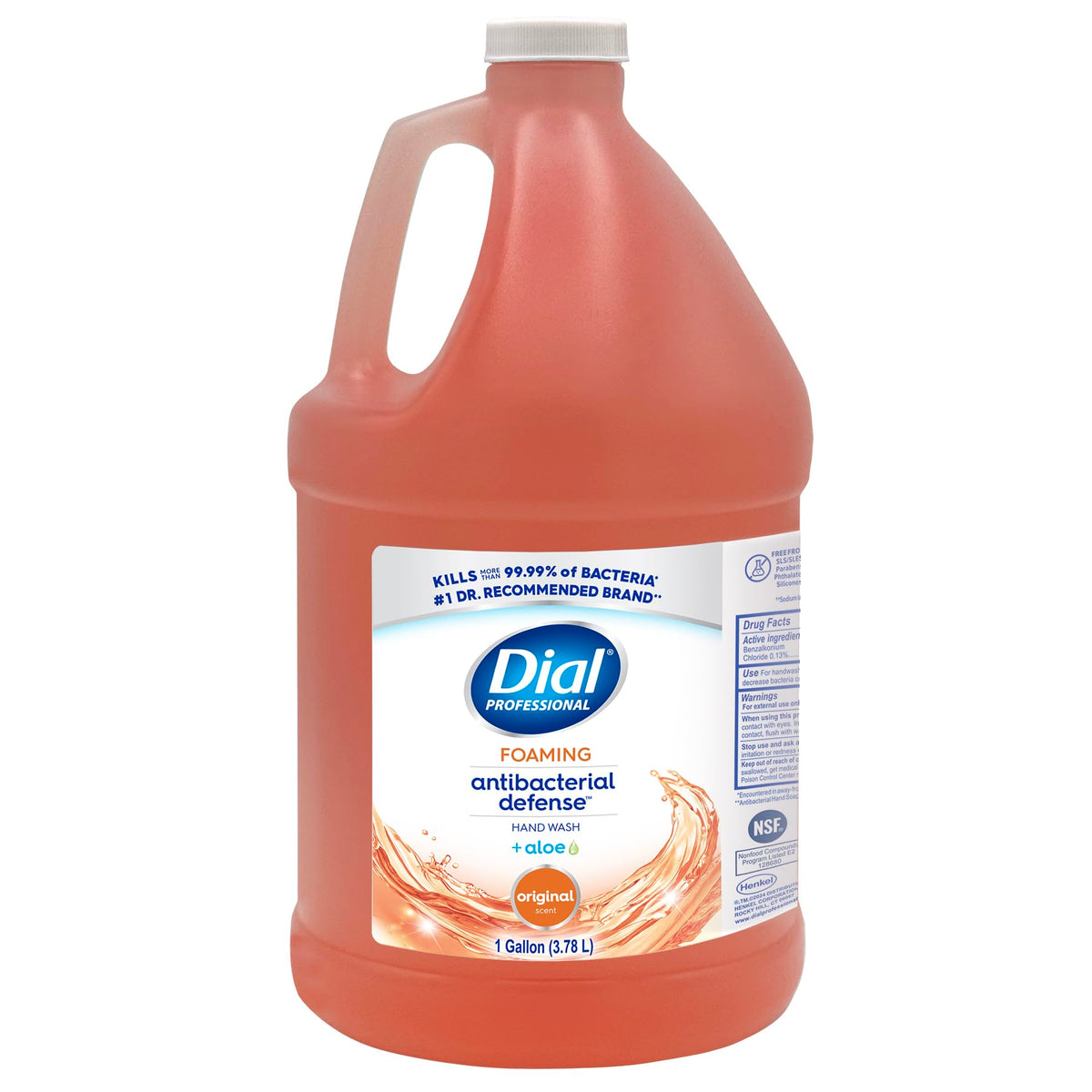 Dial Professional original antibacterial defense foaming hand wash bottle displaying gentle cleansing for hands