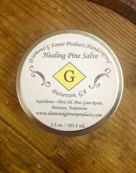Diamond Healing Pine Salve packaging box highlights handcrafted Georgia-made product