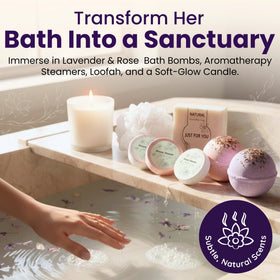Diamond Point lavender and rose bath bombs offer a calming bath ritual.