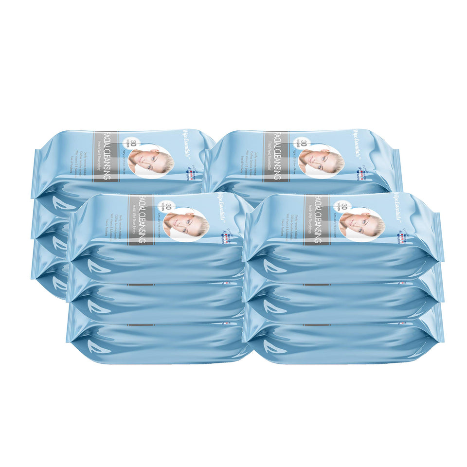 Diamond Wipes WipeEssentials facial wipes in front-pack for quick makeup removal.