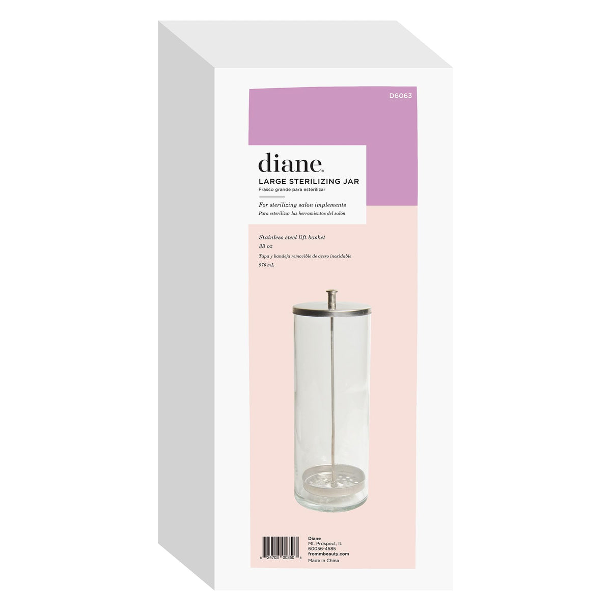 Diane sterilizing jar tall 10 inches suitable for large combs and shears