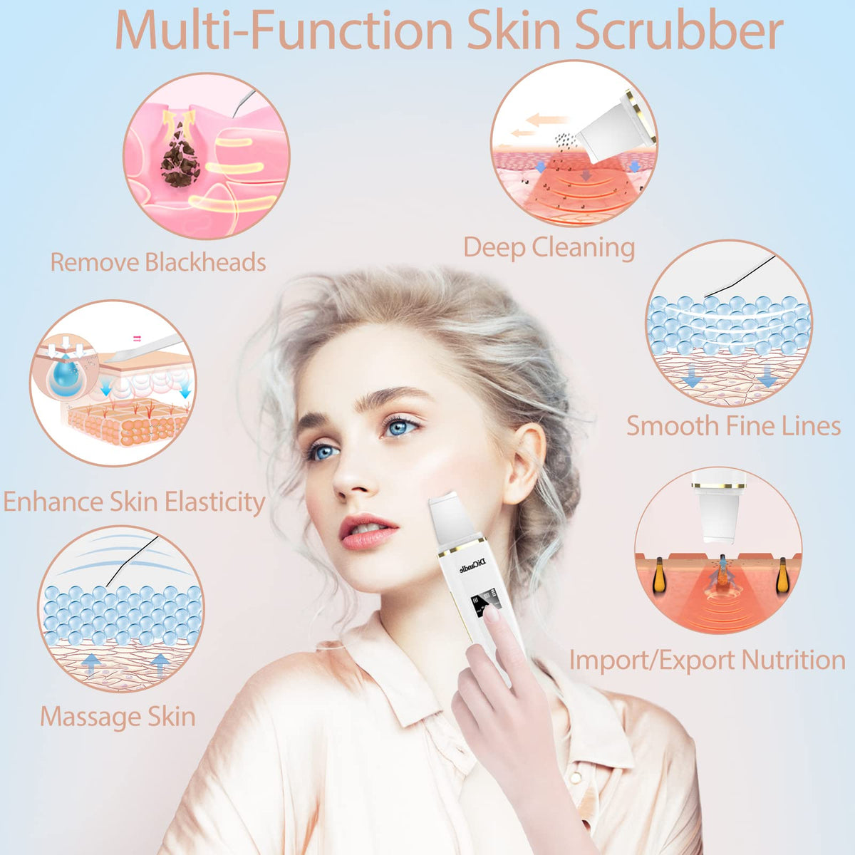 DiCandle Skin Scrubber adjustable modes customize cleansing, lifting, and skin care routines.