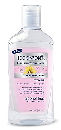 Dickinson's Enhanced Witch Hazel Toner bottle, hydrating formula for refreshed, balanced skin