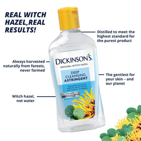 Dickinson's Witch Hazel cooling with eucalyptus for refreshed, soothed skin.