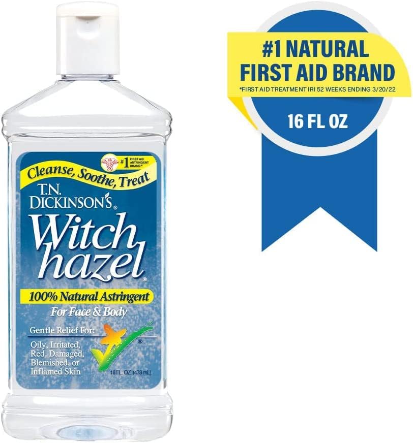Dickinson's Witch Hazel as a daily toner for balanced skin.