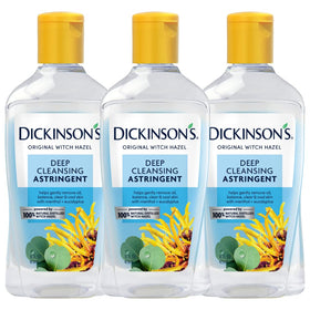 Dickinson's Witch Hazel Deep Cleansing bottle front showing the purifying skincare ritual.