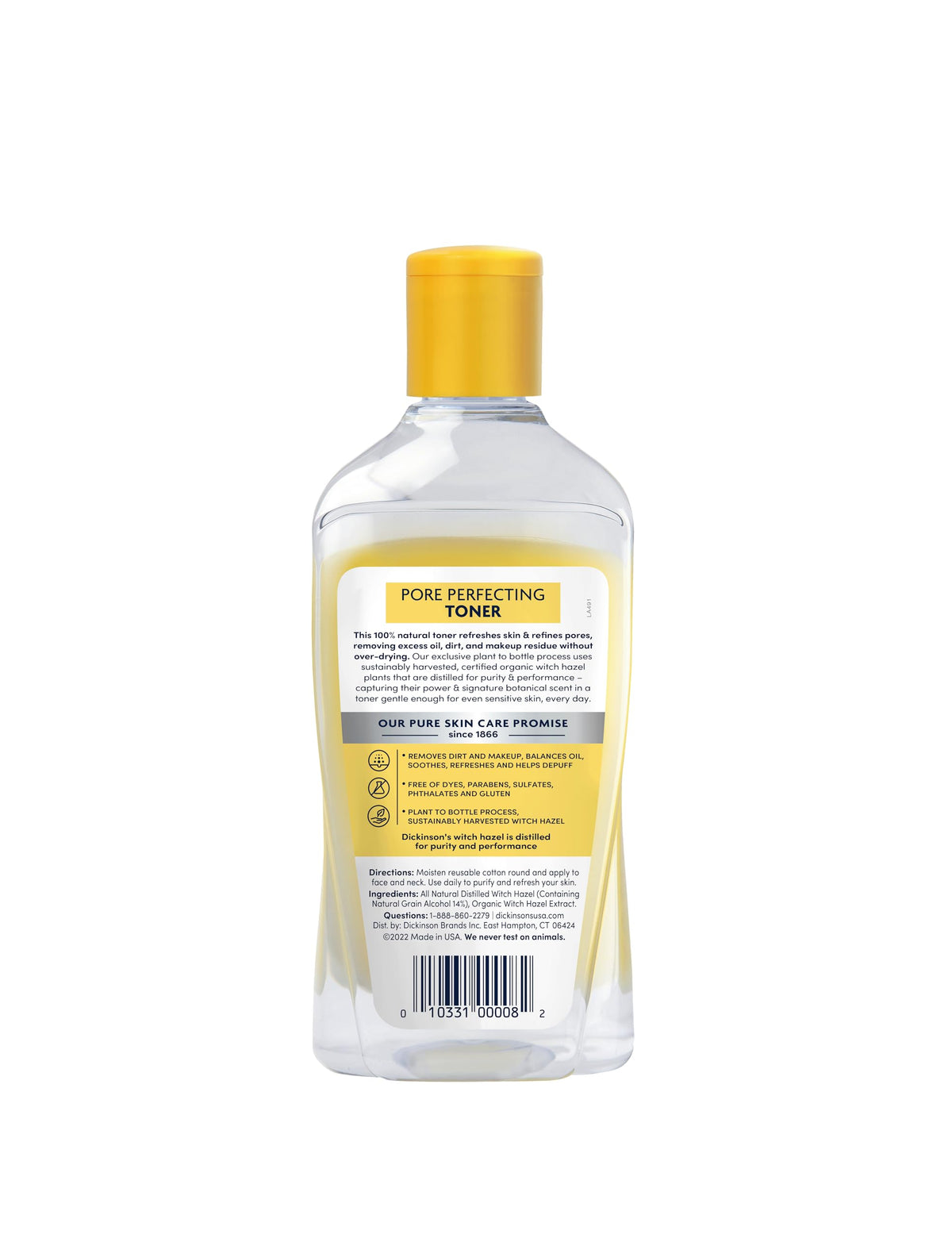 Dickinson's Witch Hazel Toner on cotton pad refreshing skin and pores.