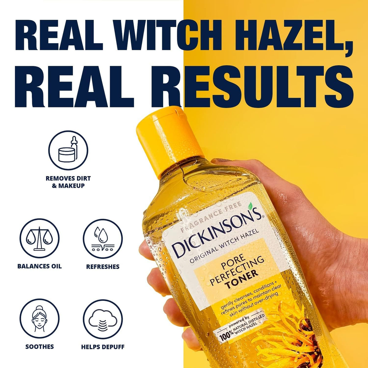 Six-pack Dickinson's Witch Hazel Toner displayed for routine skincare.