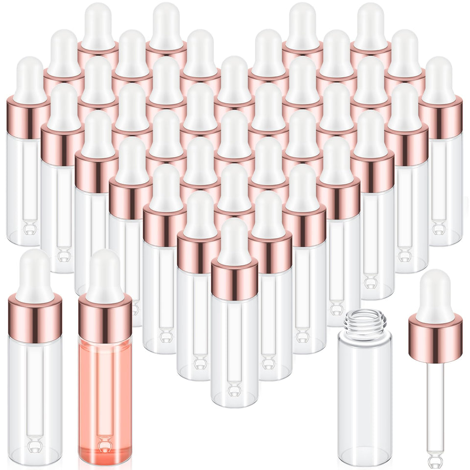 Didaey mini glass dropper bottles with rose gold caps for essential oils, ideal for portable samples