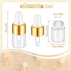 Didaey clear 2ml bottle with gold cap, convenient purse-size for liquids.