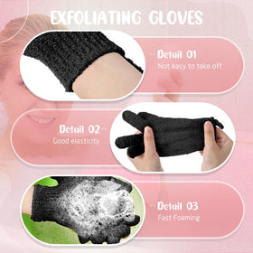 Didaey exfoliating gloves back view showing broader coverage for back area.