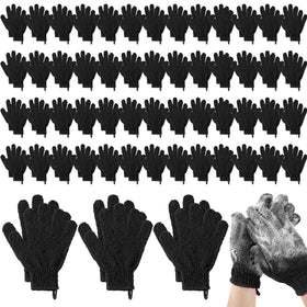 Didaey exfoliating gloves bulk pack with hanging loop for easy shower storage.