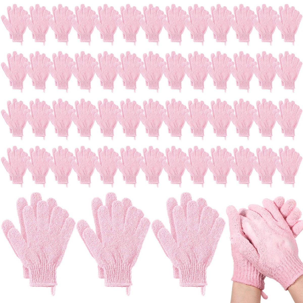 Didaey exfoliating gloves bulk pink pack for spa and daily body scrubs.