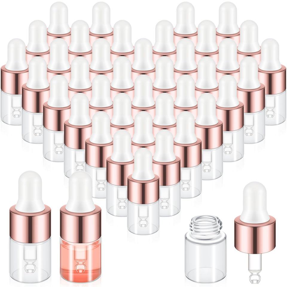 Didaey mini glass dropper bottle with rose gold cap for travel liquids.