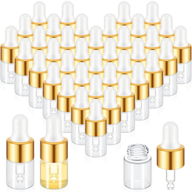 Didaey mini glass oil dropper bottle close-up with gold cap, travel-friendly sample storage.