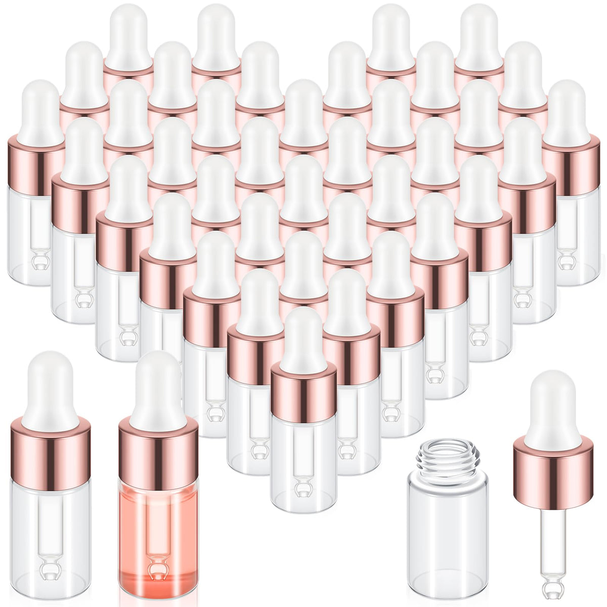 Didaey mini glass oil dropper bottle 3ml in rose gold for travel friendly sample storage.