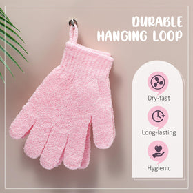 Didaey pink body scrub gloves ideal for arms, legs, and back scrubs.