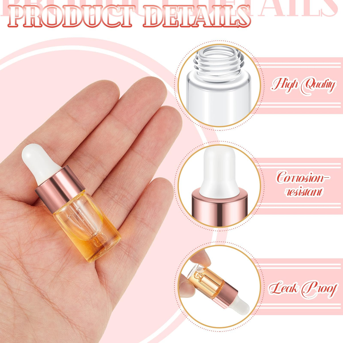 Didaey rose gold cap closure keeps liquids sealed during transport.