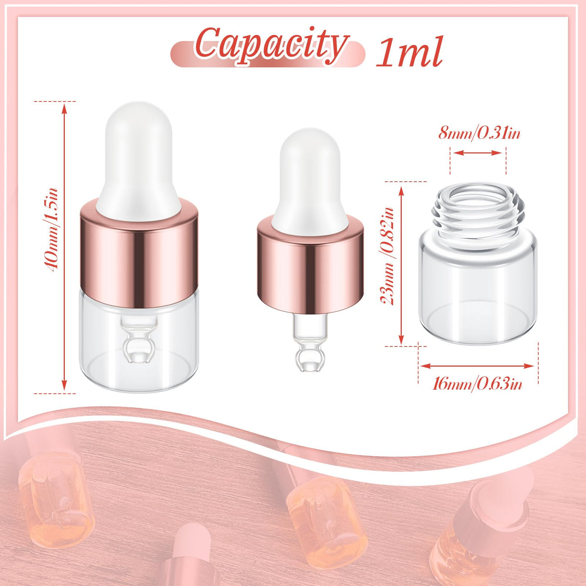 Didaey rose gold cap dropper bottle ideal for travel and samples