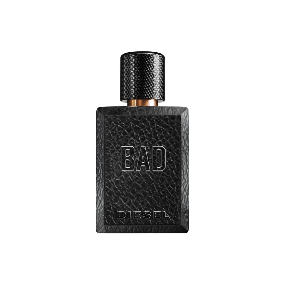 Diesel Bad bottle front, bold woody scent for confident moments.