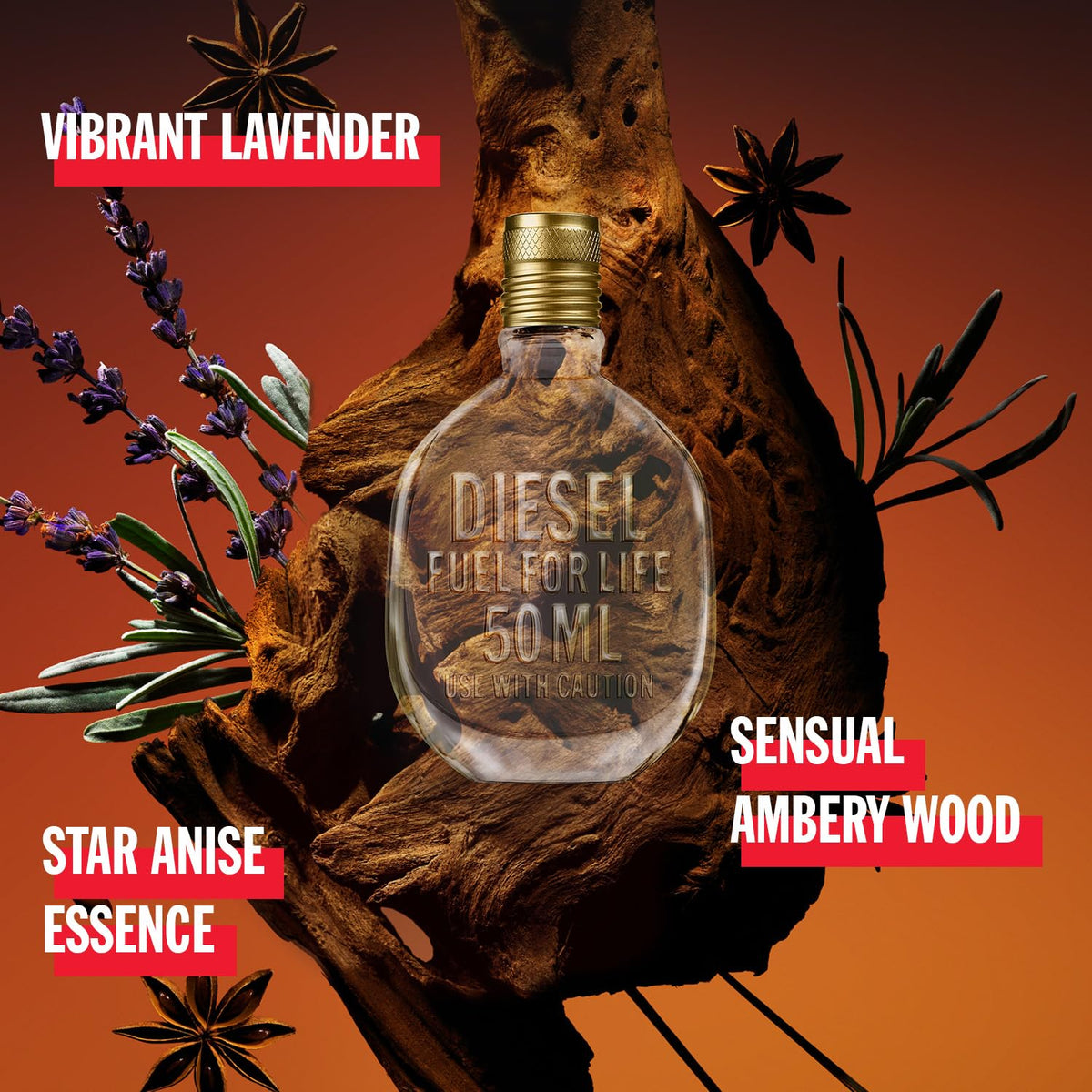 Diesel Fuel for Life box and bottle arrangement enhances gift-ready presentation.