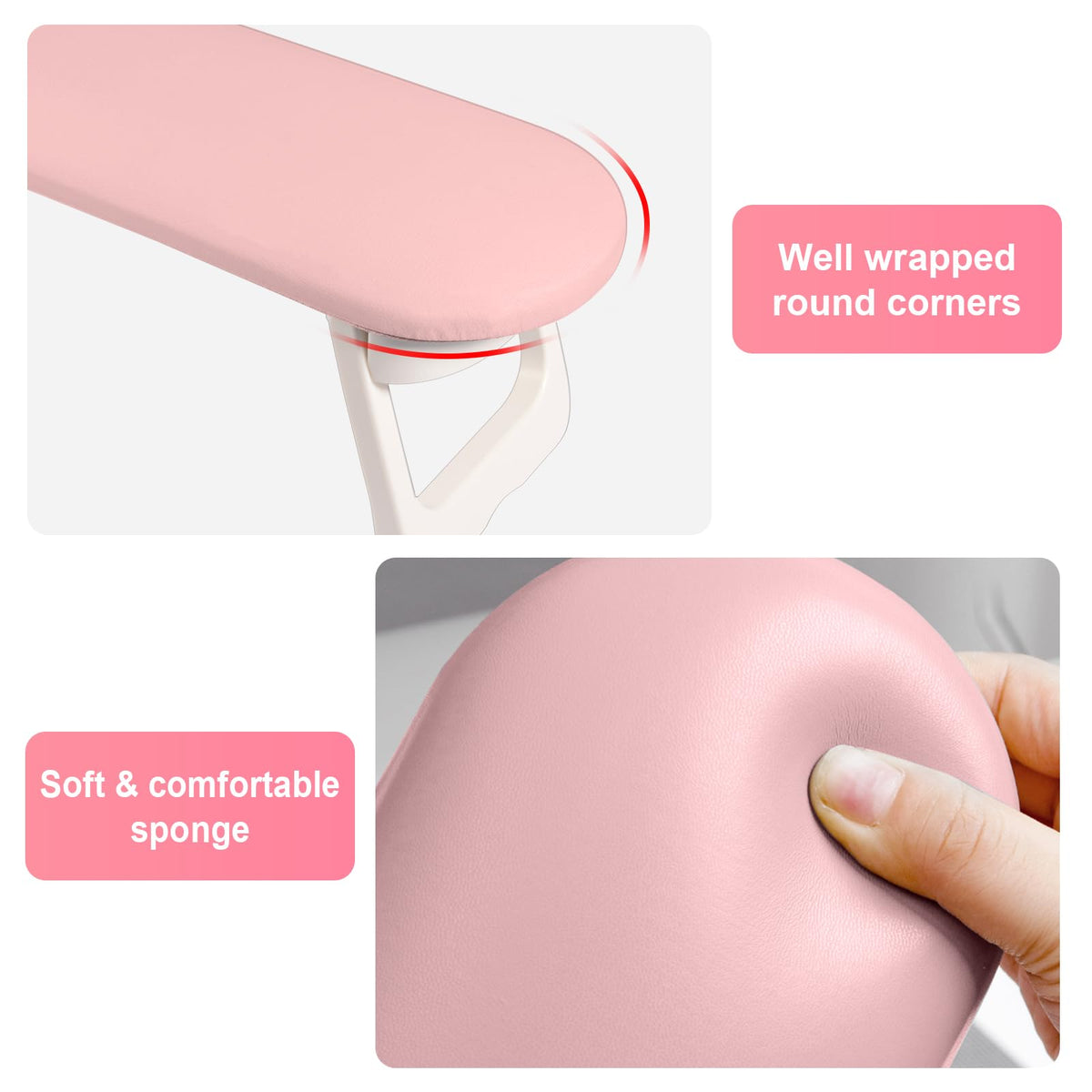 Diesisa space-saving nail arm rest design fits under under UV lamps for efficiency