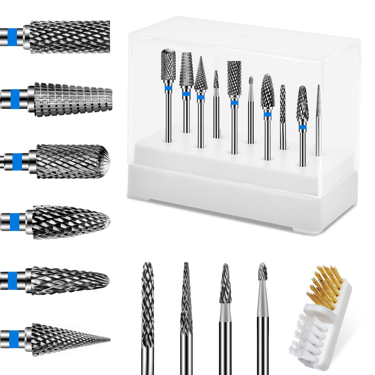 Diesisa nail drill bits set in blue packaging for home salon prep and shaping.